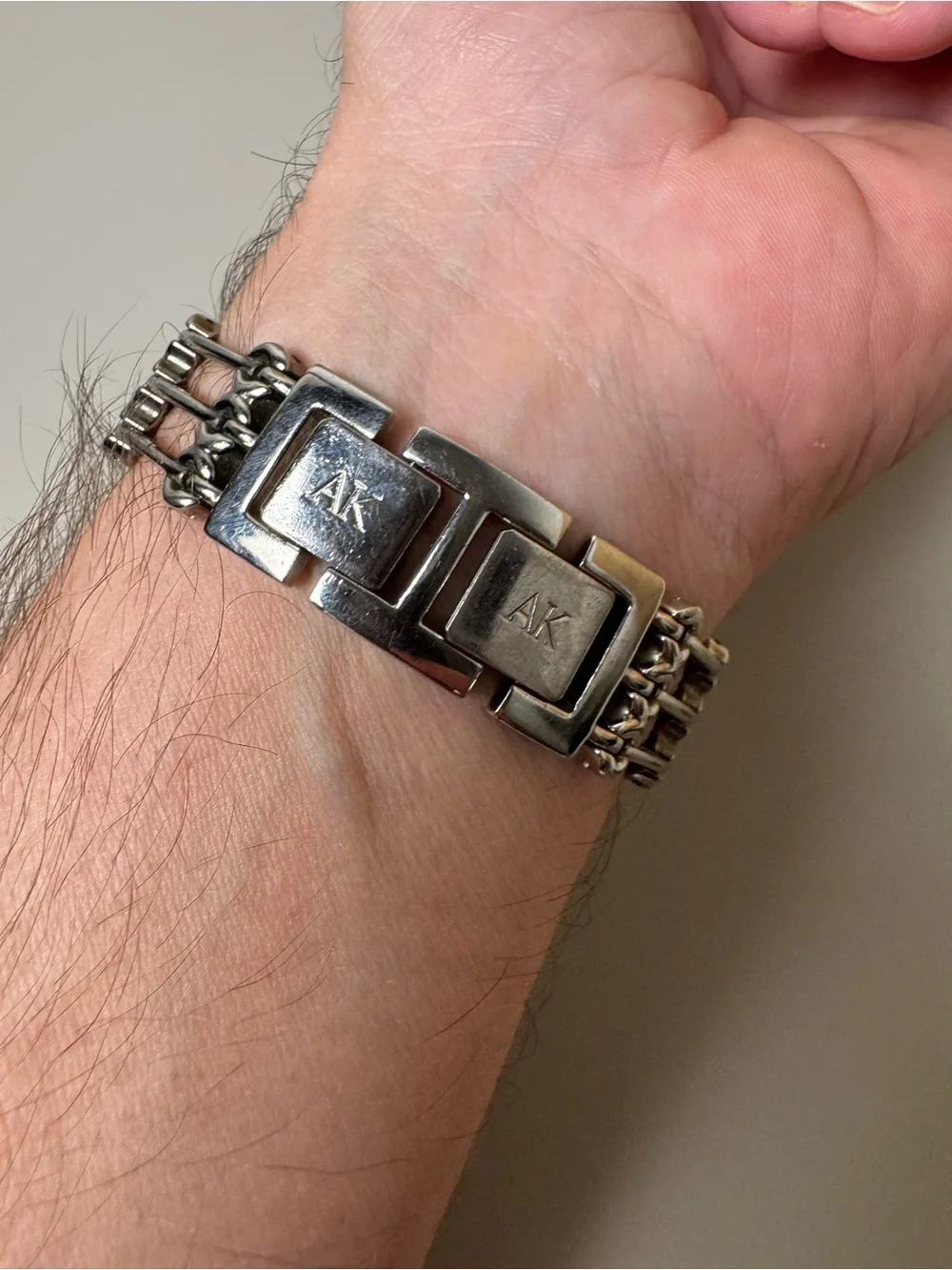 Vintage Anne Klein Diamond multi-strand cage-link bracelet watch